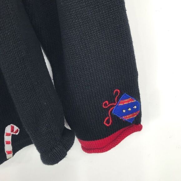 Tiara International Christmas Collection 2004 Black Red Santa Appliqué Cardigan - Picture 8 of 16